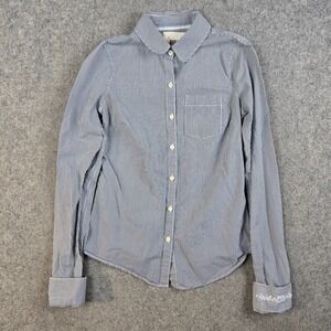 Ruehl No.925 Shirt Womens XS White Striped Floral Button Long Sleeve Babydoll